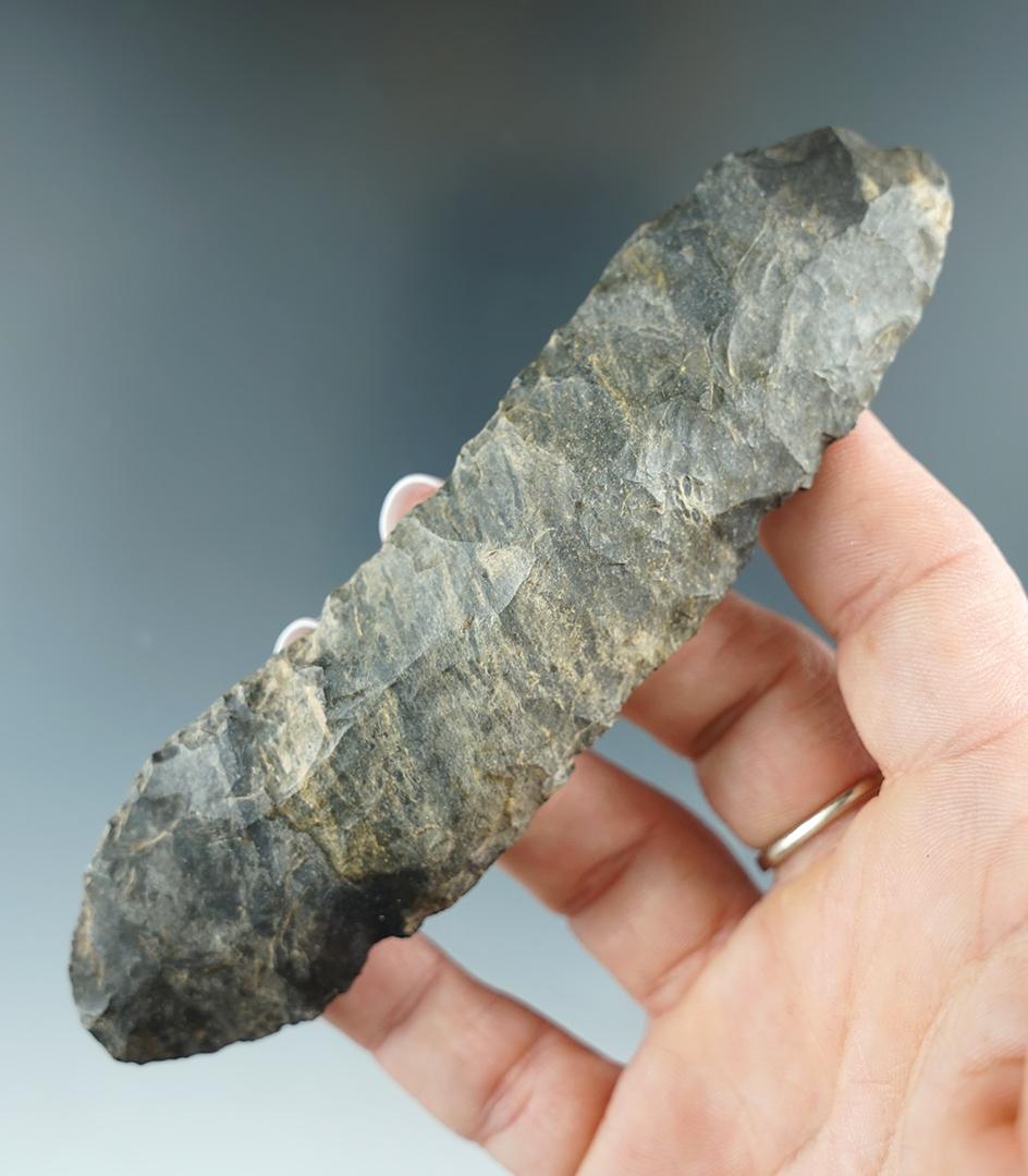 4 7/8" Coshocton flint Paleo Knife found in Ohio.