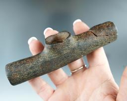 4 11/16" uniquely styled stone Pipe - Trigg Co., Kentucky. One end has a couple reglued pieces.