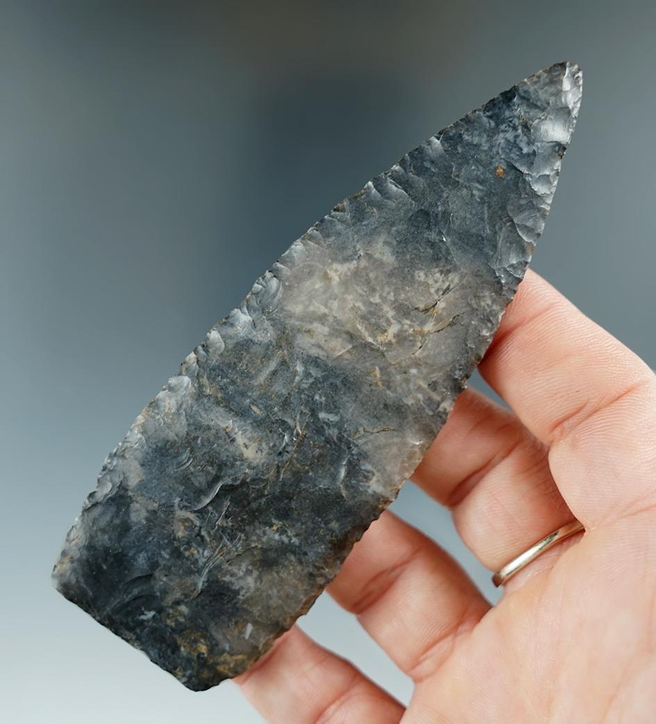 4 5/16" Paleo Lanceolate Knife - Coshocton flint with excellent flaking. Adams Co., Ohio.