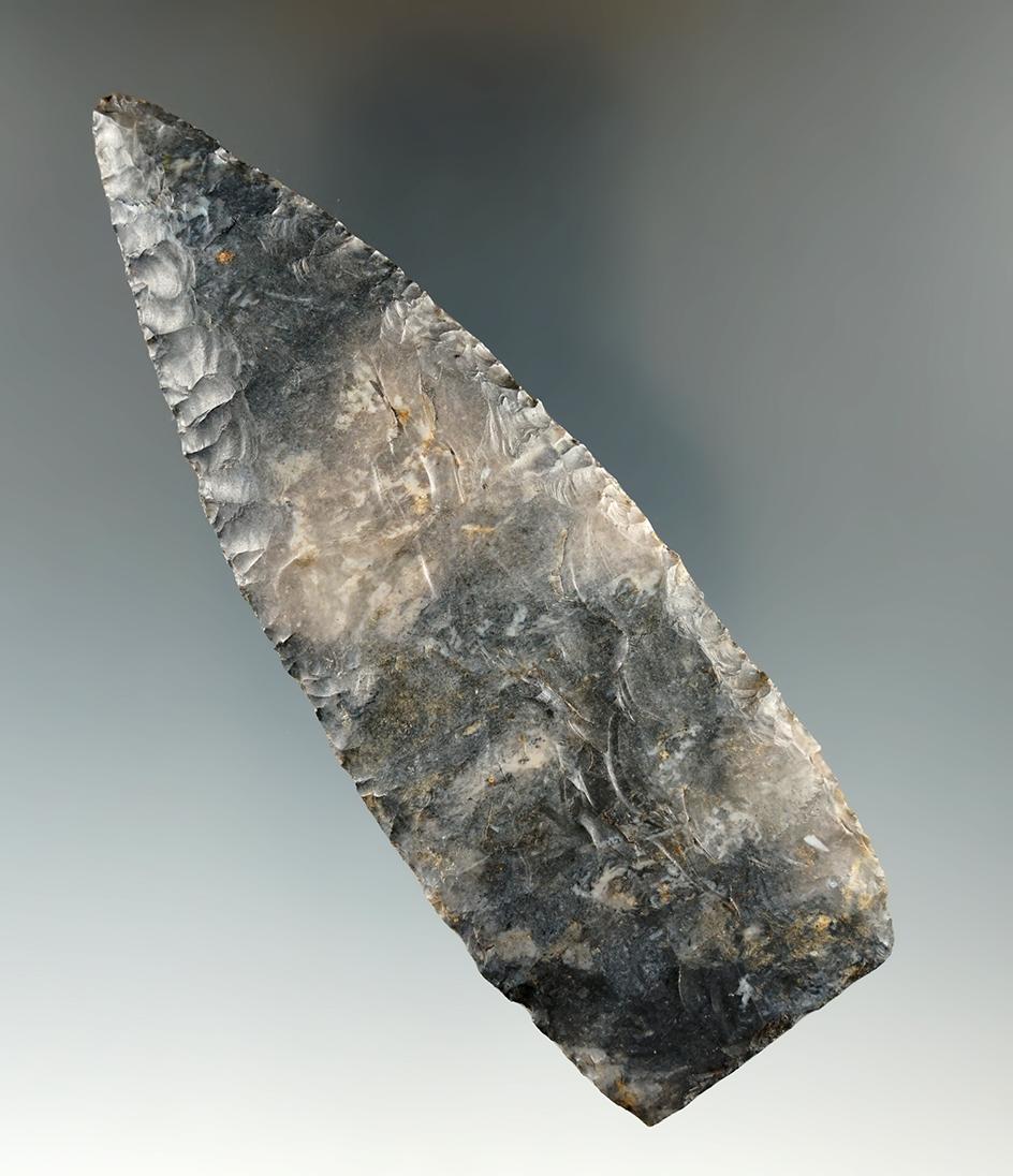 4 5/16" Paleo Lanceolate Knife - Coshocton flint with excellent flaking. Adams Co., Ohio.