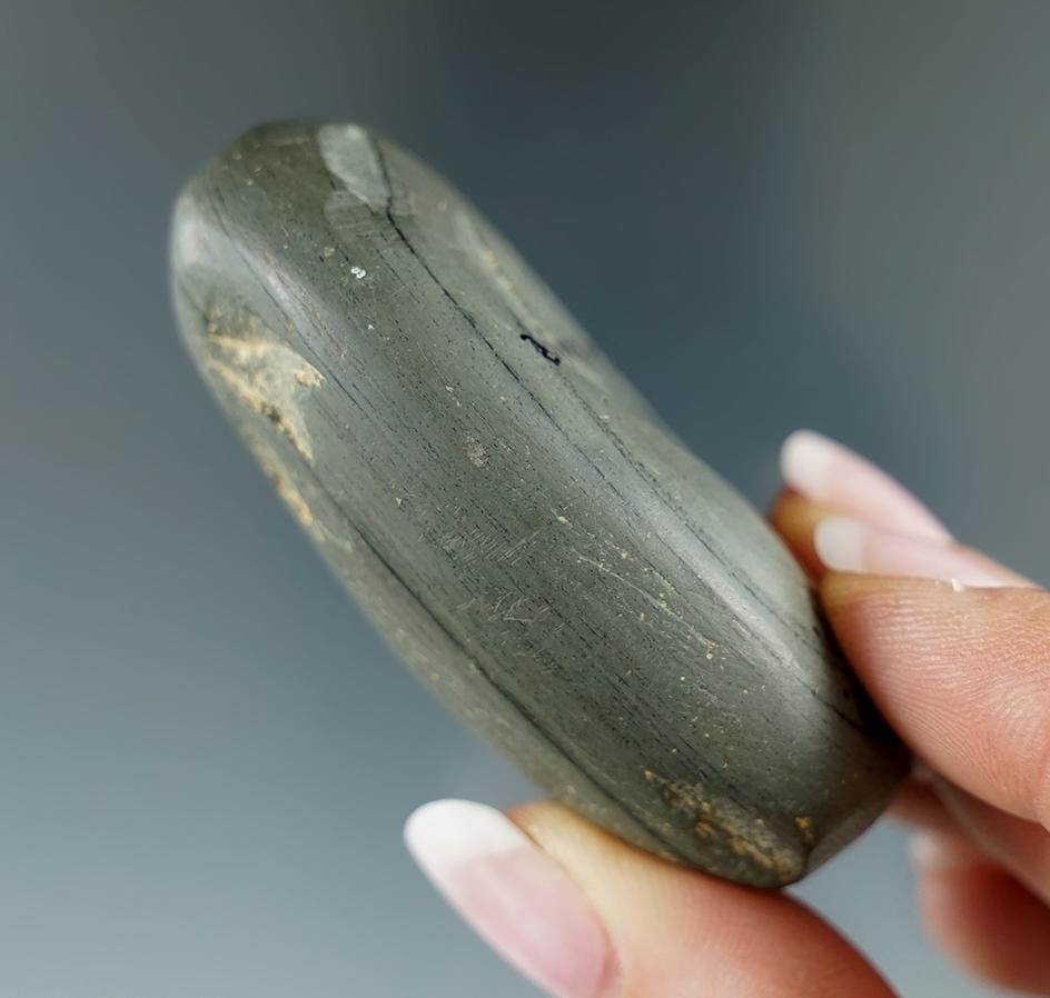 2 3/8" flattened Tube Bannerstone  found in Millcreek Township, Coshocton Co., Ohio