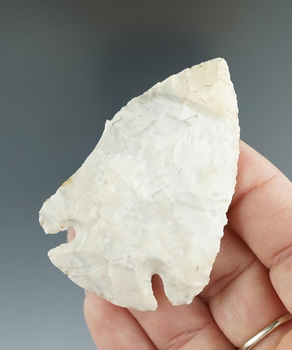 2 1/2" Archaic Cornernotch with unique spoke shave on one Blade edge found in Missouri.