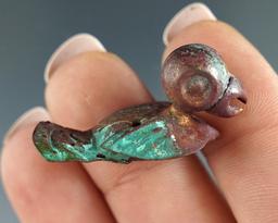 1 3/8" attractive pre-Columbian copper miniature avian effigy ornaments found in Peru.
