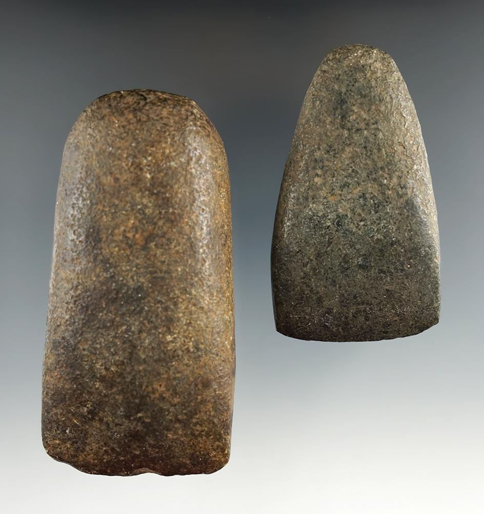 Pair of hardstone Celts found in Ohio, largest is 3 7/16".