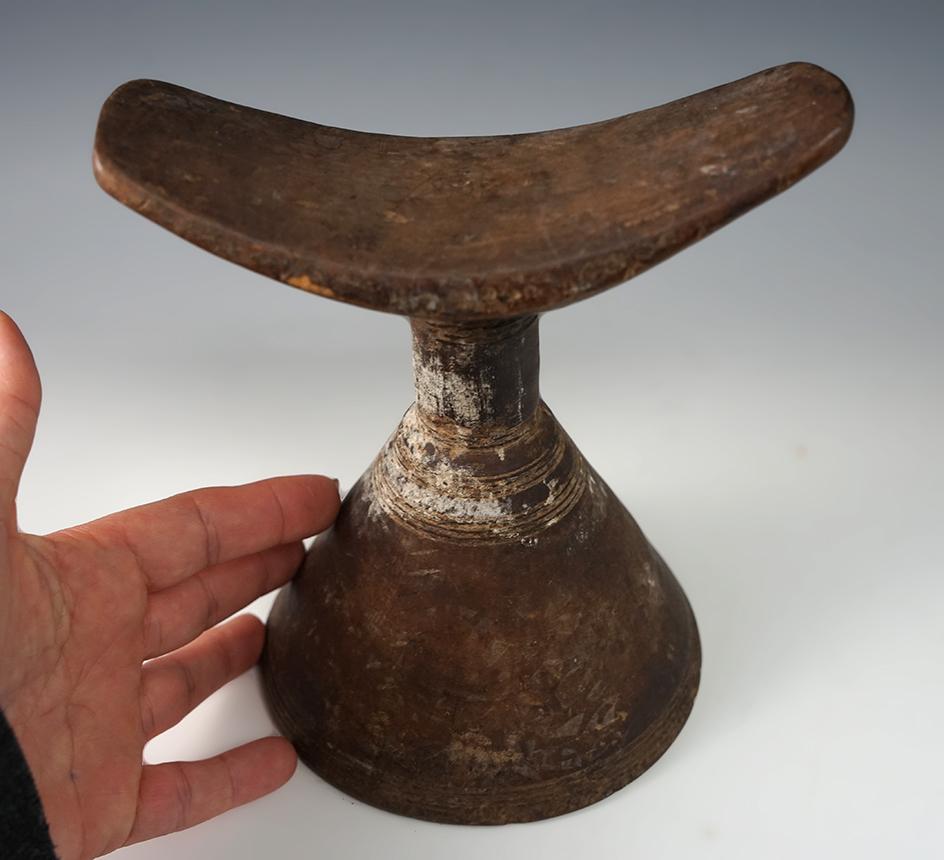 6 1/4" African wood headrest used by sheep herders.