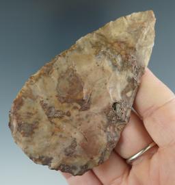 3 9/16" Oval Knife made from brown and tan Jasper. Found near the Columbia River, OR.