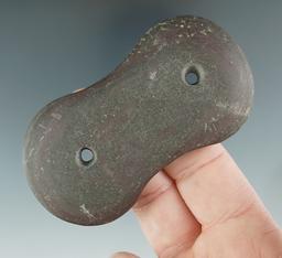 3 3/16" Glacial Kame Bi-Concave Gorget  found in Morrow Co., Ohio. Ex. Dr. Gordon Meuser (#3165/5)