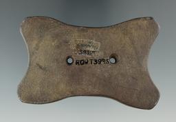 3 1/4" Hopewell Reel Gorget made from black and brown Slate, found in Hardin Co., Ohio. Pictured!