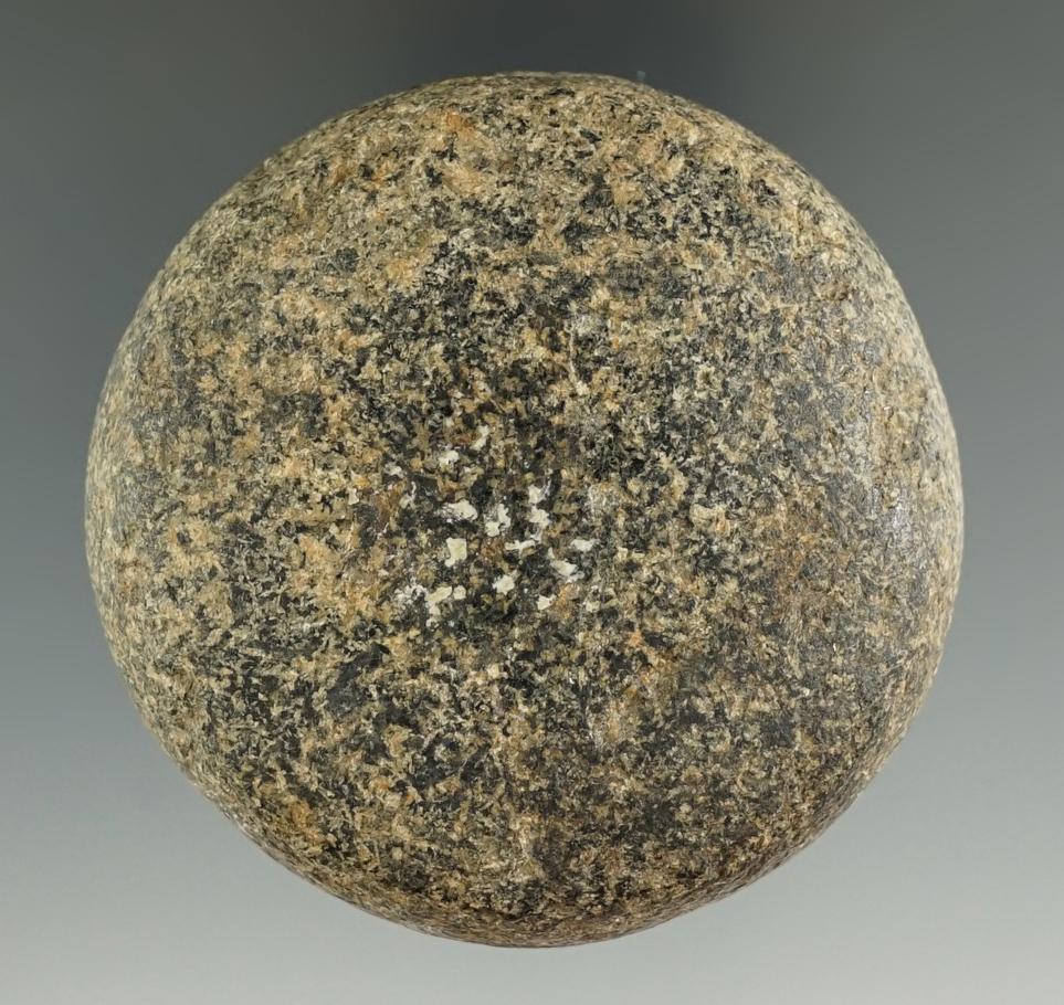 2 7/16" diameter granite Discoidal but is nicely shaped found in Michigan. Ex. William Carl collecti