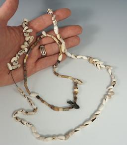 Pair of shell and stone bead necklaces. Largest is a 24" strand. The smaller necklace is a 13" stran