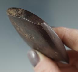 Excellent polishing craftsmanship on this 3" Hematite Celt found in Scioto Co., Ohio.