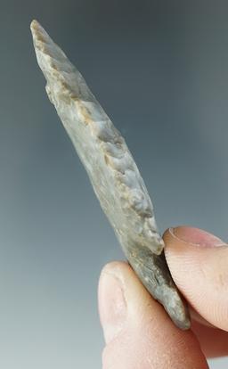 2 9/16" Archaic Thebes E Notch that is nicely beveled made from Upper Mercer Flint.  Ohio.