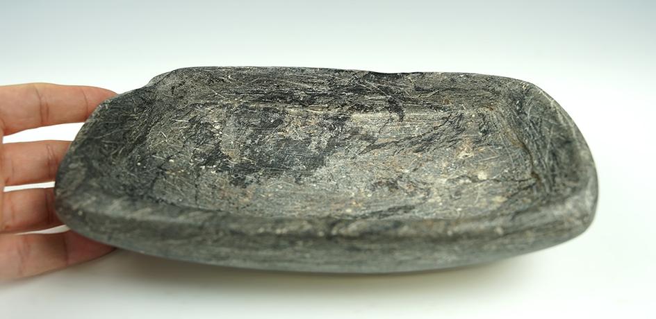 7 3/4" long by 4 1/2" wide Steatite dish found in Northern California.