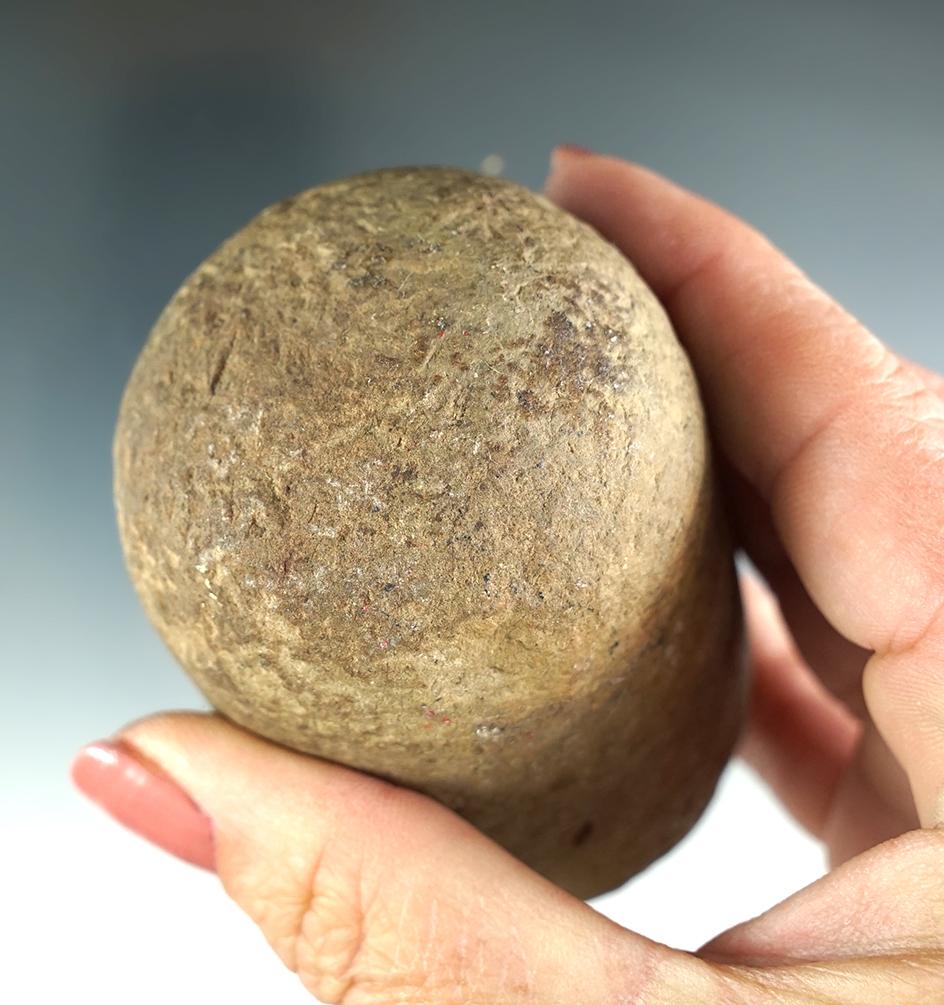 Well used in ancient times! 3 1/8" nicely styled Conical Pestle found in Lenawee Co., Michigan.