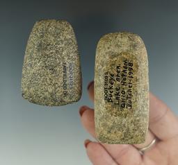 Pair of miniature Celts, one is 2 3/16" found in Fairfield Co., Ohio. The other is  2 3/4" long.