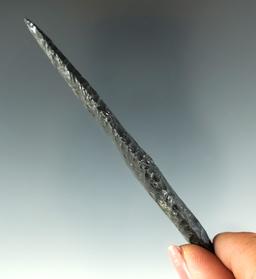 Sale Highlight!  Incredible flaking 3 13/16" Diagonal Flaked Obsidian Agate Basin -  Idaho. G-10
