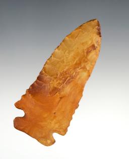 Beautiful material on this 3 1/8" Thebes - Creek stained Chert found in Illinois.  Dickey COA.