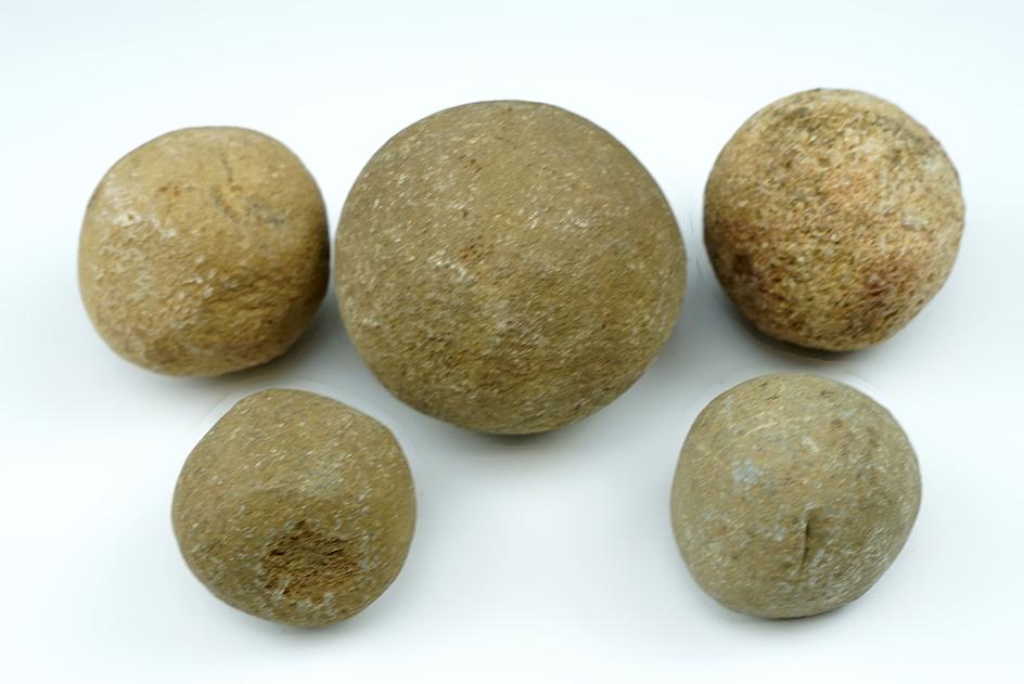Set of five nice Hammerstones/game balls found in Indiana. Largest is 2 1/2".