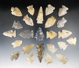 Group of 24 assorted Ohio Arrowheads in nice condition. Largest is 1 3/4".