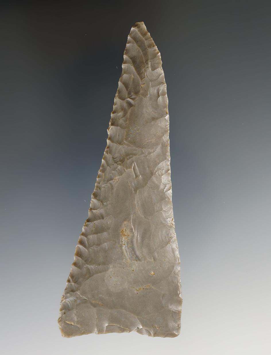 Beautifully styled 3 7/8" Hornstone Beveled Triangular Knife found in Indiana.