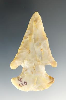 Uniquely styled 2 1/2" Flint Ridge Flint Archaic Bevel found in Ohio.