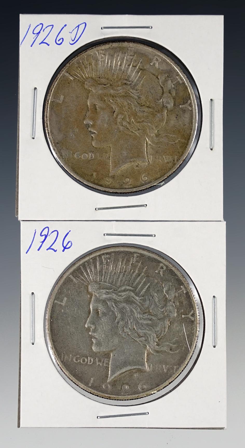 1926 and 1926-D Peace Silver Dollars XF