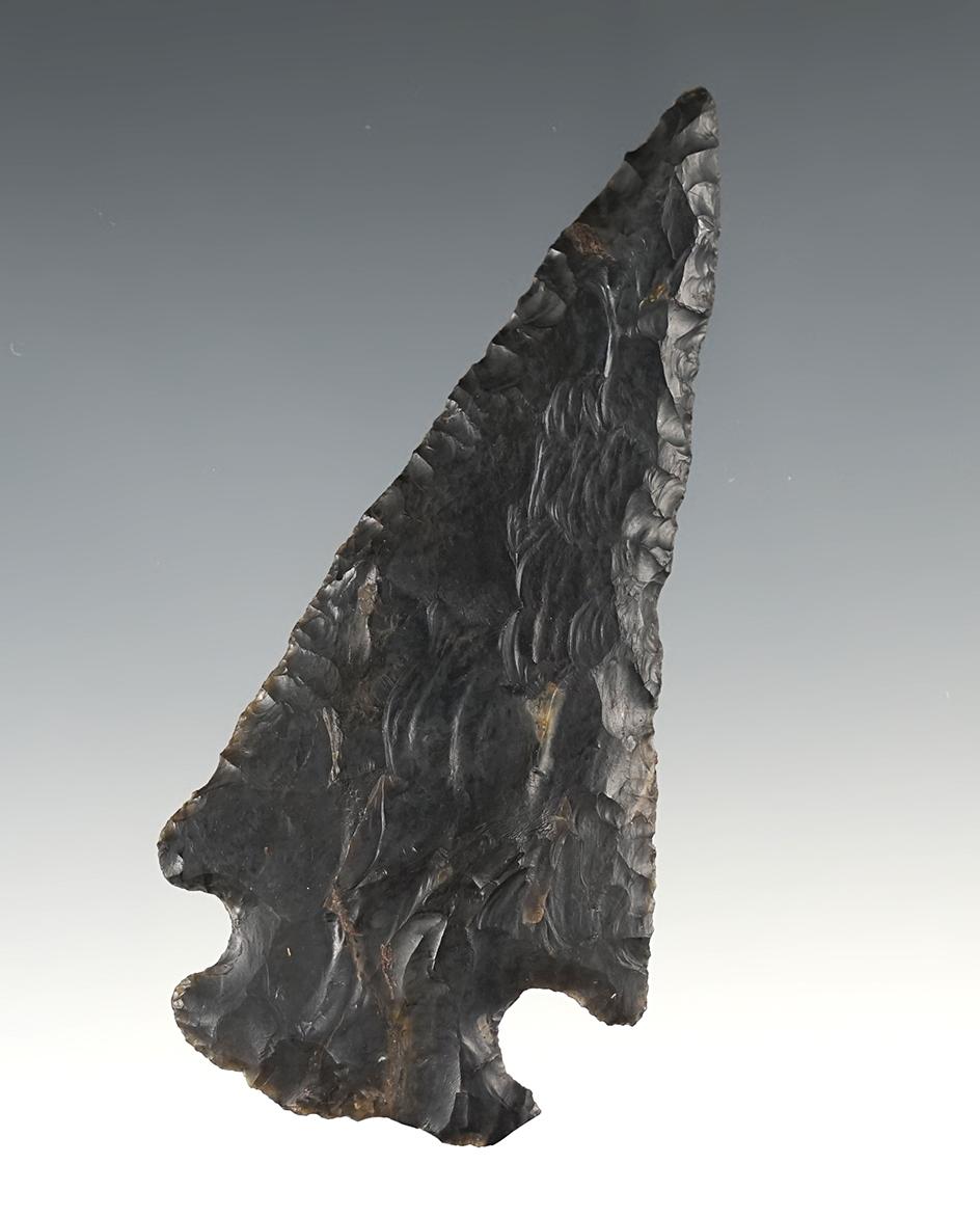 3 7/8" Coshocton flint Hopewell found in Darke Co., Ohio.