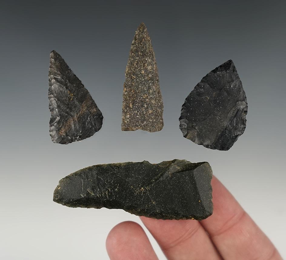 Set of 4 points and blades found in North Carolina. The largest is 2 9/16".