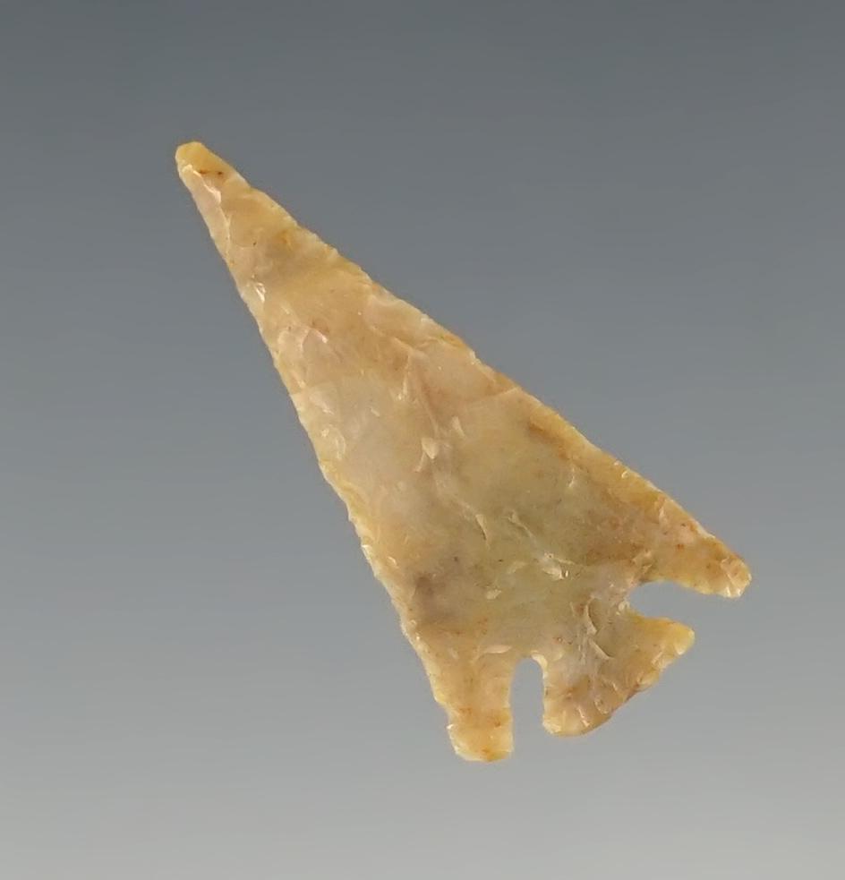 Thin and well styled 1 1/8" Corner Notched Arrow Point found in New Mexico.