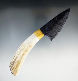 7 1/4" Contemporary Obsidian Blade that is beautifully flaked and set in a bone handle.