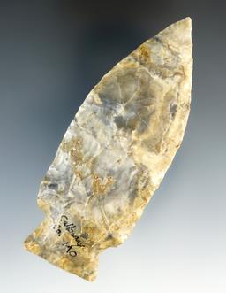 3 15/16" Etley Knife made from attractive multi-colored Mozarkite Flint. Callaway Co., MO.