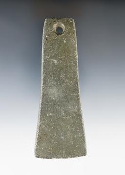 4 3/8" Adena Bell Pendant that is fringed and heavily tallied, made from green Slate.  Wood Co., Ohi