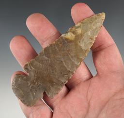 Unique 4 3/16" large-base Dovetail made from Flint Ridge flint. Found in Fayette Co., Ohio.