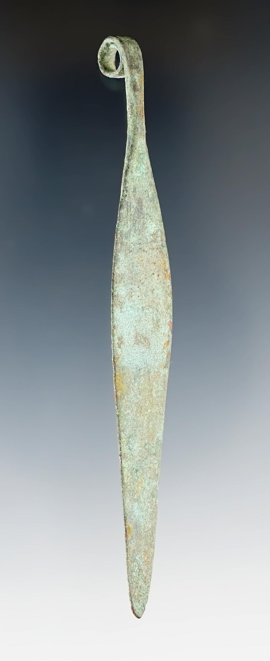 Fine 3 13/16" Roman Bronze Spearpoint Pendant.