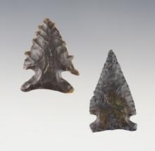 Pair of well made Ohio points. Both are made from Coshocton Flint. The largest is 1 9/16".