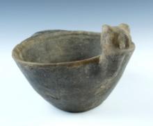 3 1/2" tall Owl Effigy Bowl found in Pemiscot Co., Missouri. Tail of bowl has been restored.