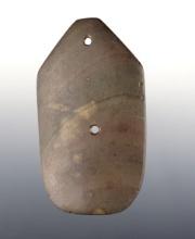 3 3/4" Glacial Kame Gorget made from Banded Slate. Found in Lucas Co., Ohio. Pictured!