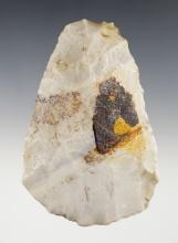 4 3/8" Hoe made from white flint with a highly polished bit. White Co., Illinois. Ex. Roy Long.