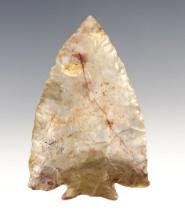 Classic 3" Decatur Fractured Base Point made of Flint Ridge. Found in Perry Co., Ohio. COA.