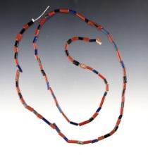 24" String of red, blue and black Tubular Beads found at the Dann Site in Monroe Co., New York.