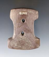 3" Indented Gorget made from Red Slate found in Marion Co., Ohio. Ex. Dr. Stingle, Dean Driskill.