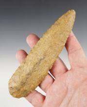 6 1/16" heavily patinated  Flint Knife that is broken and glued at the midsection, Indiana.