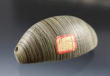 Exceptional 3 3/8" Humped Gorget made from beautiful Banded Slate. Ex. Bolver, Brent Heath.