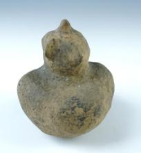 Miniature 4 1/8" Owl Effigy Hooded Bottle found at the Vandeventer Site in Brown Co., Illinois.