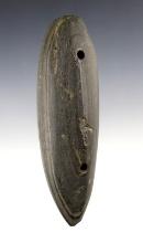4 3/4" Glacial Kame Ridge Gorget made from Banded Slate - Crawford Co., Ohio. Pictured.