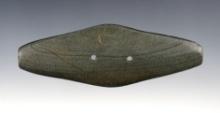 4 13/16" Hopewell Expanded Center Gorget made from Banded Slate. Delaware Co., Ohio.