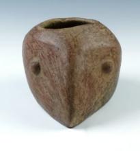 4 3/4" wide x 3 1/4" tall Colima Culture bird effigy pottery vessel recovered in West Mexico. Solid.