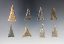 Set of 8 well made Triangles found in the Kentucky/Tennessee area. The largest is 1 3/8".