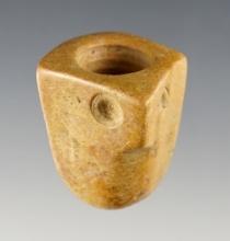 Fantastic 1 1/2" tall Owl Effigy Pipe made from patinated Pipestone. Southern Ohio.