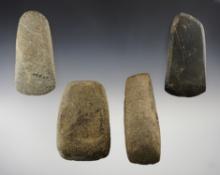 Set of 4 Hardstone relics including 2 Celts and 2 Adzes found in New York. The largest is 4 1/4".